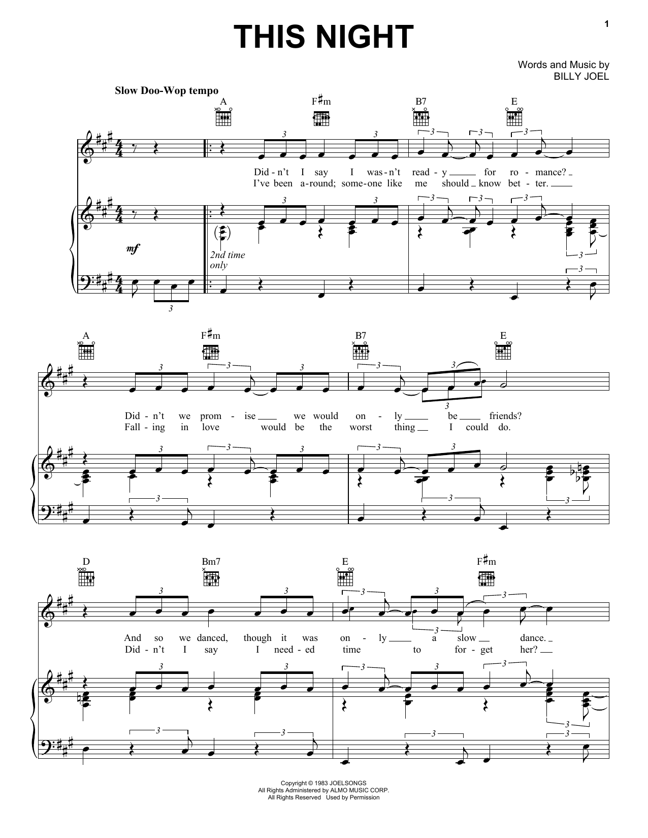 Billy Joel This Night Sheet Music