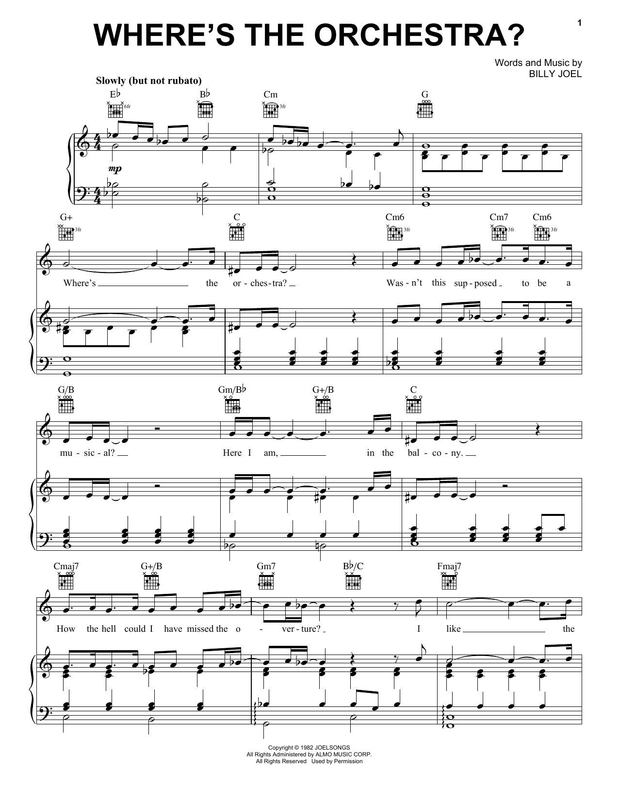 Billy Joel Where's The Orchestra? Sheet Music