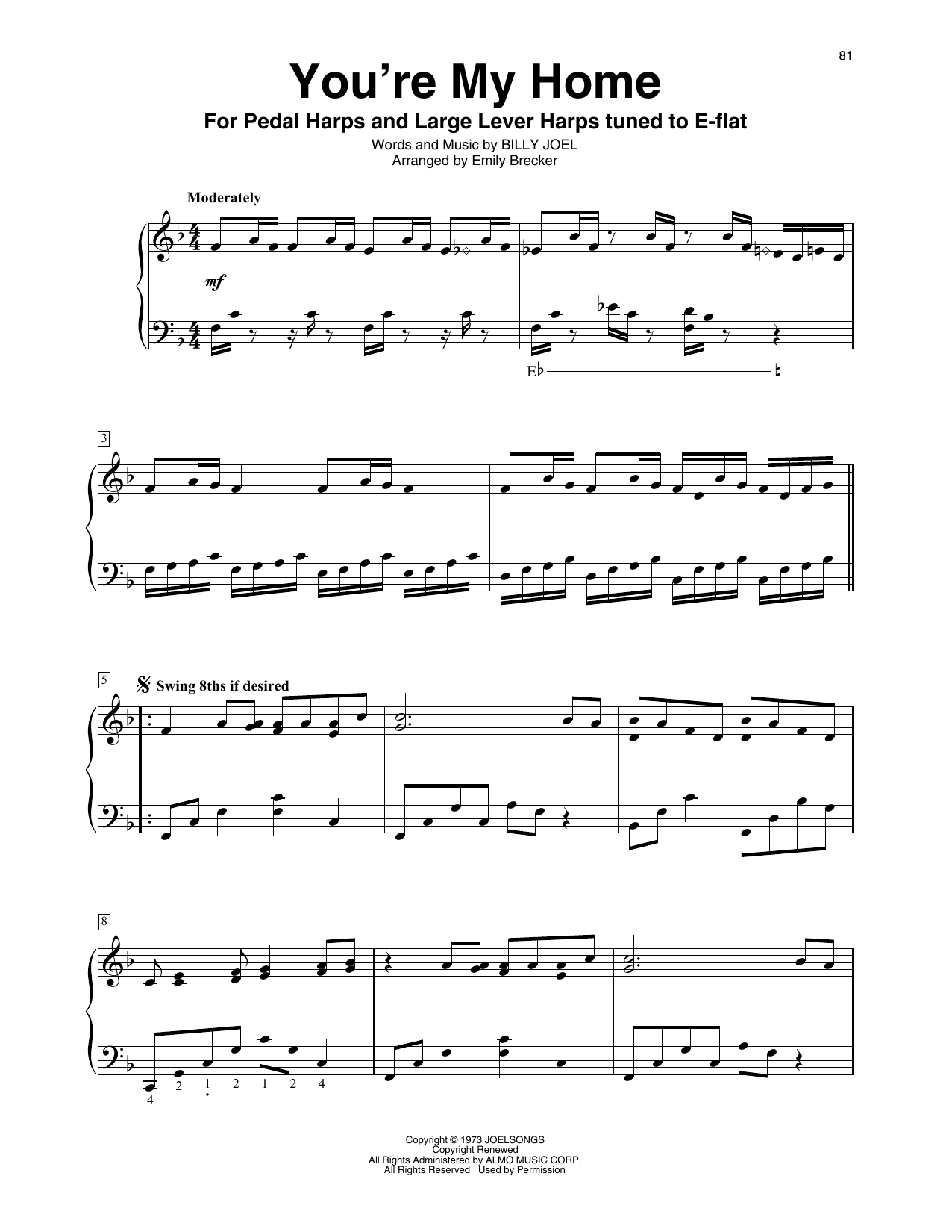 Billy Joel You're My Home (arr. Emily Brecker) Sheet Music