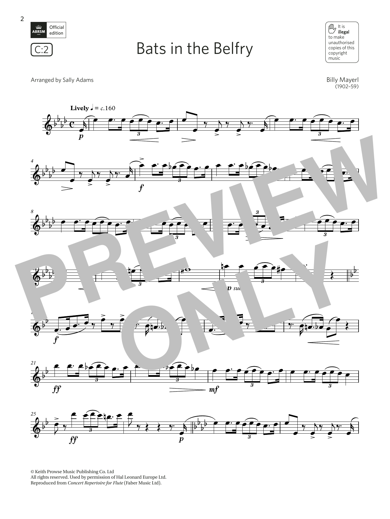 Billy Mayerl Bats in the Belfry (Grade 6 List C1 from the ABRSM Flute syllabus from 2022) Sheet Music
