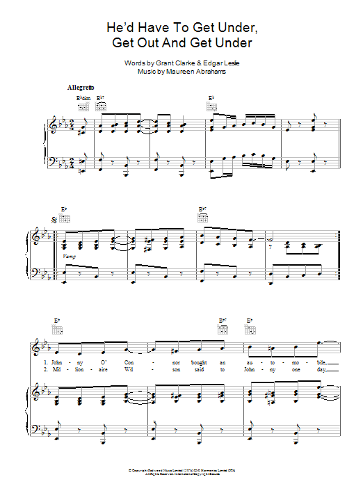 Billy Murray He'd Have To Get Under, Get Out And Get Under Sheet Music