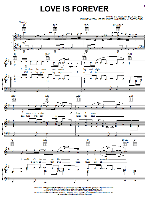Billy Ocean Love Is Forever Sheet Music