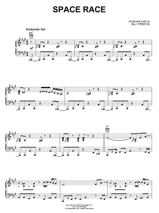 Billy Preston Space Race Sheet Music