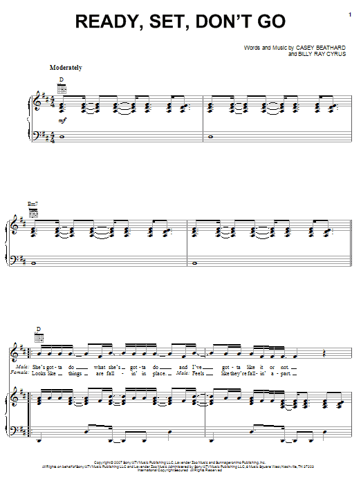 Billy Ray Cyrus with Miley Cyrus Ready, Set, Don't Go Sheet Music