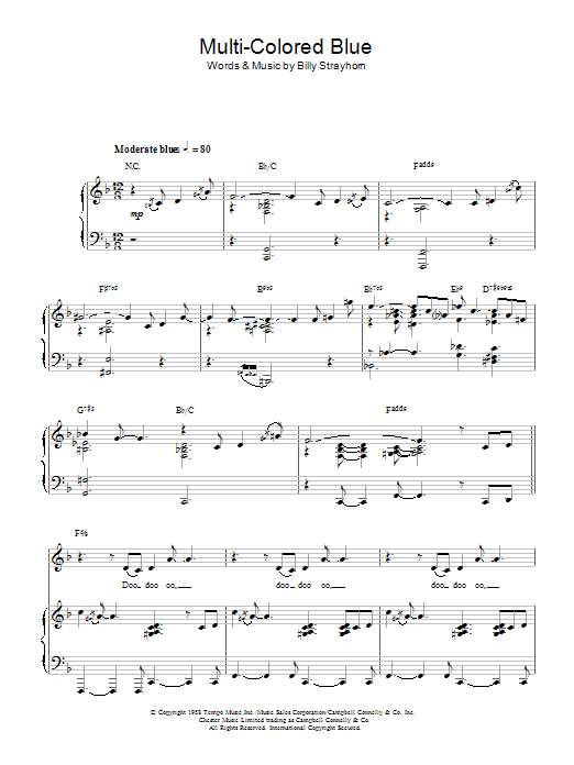 Billy Strayhorn Multi-Colored Blue Sheet Music