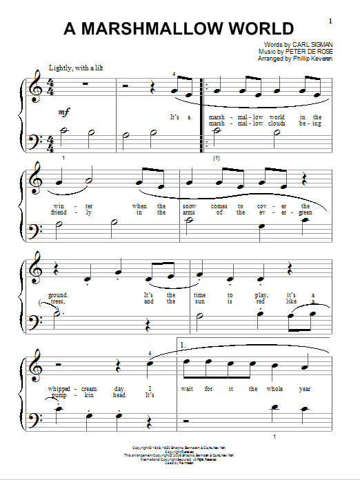 Bing Crosby A Marshmallow World (arr. Phillip Keveren) Sheet Music