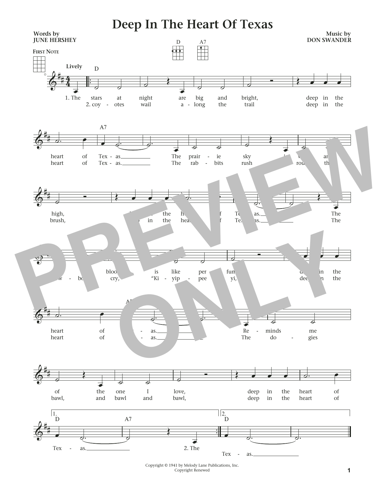 Bing Crosby Deep In The Heart Of Texas (from The Daily Ukulele) (arr. Liz and Jim Beloff) Sheet Music