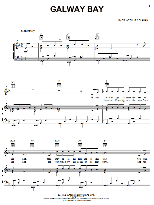 Bing Crosby Galway Bay Sheet Music