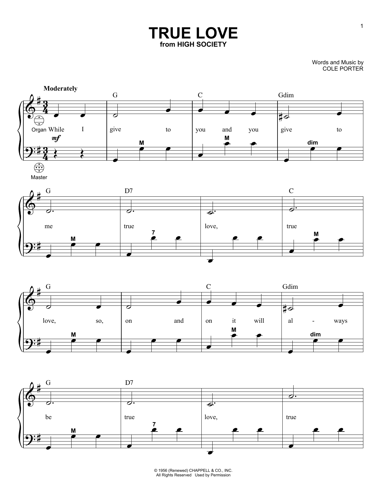 Bing Crosby & Grace Kelly True Love (from High Society) (arr. Gary Meisner) Sheet Music