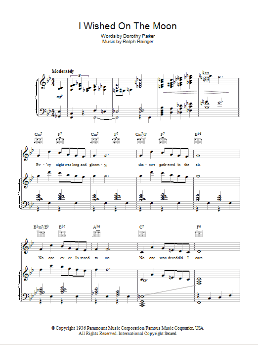 Bing Crosby I Wished On The Moon Sheet Music