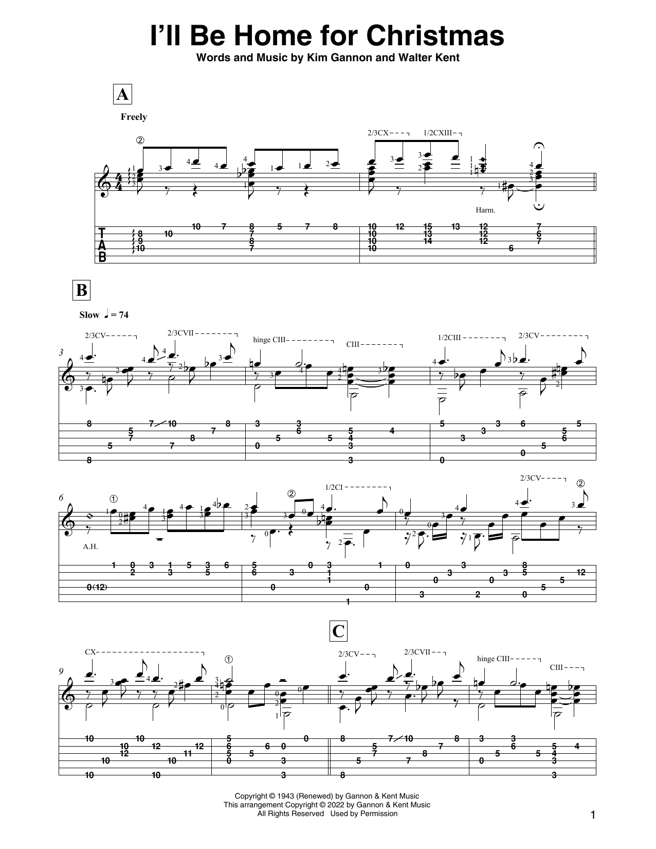 Bing Crosby I'll Be Home For Christmas (arr. David Jaggs) Sheet Music