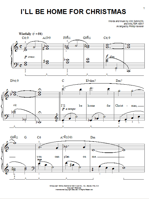 Bing Crosby I'll Be Home For Christmas [Jazz version] (arr. Phillip Keveren) Sheet Music