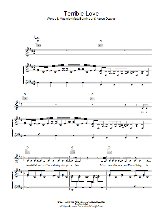 Birdy Terrible Love Sheet Music