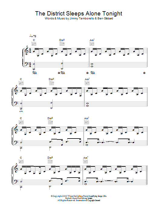 Birdy The District Sleeps Alone Tonight Sheet Music