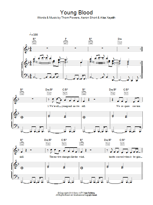 Birdy Young Blood Sheet Music