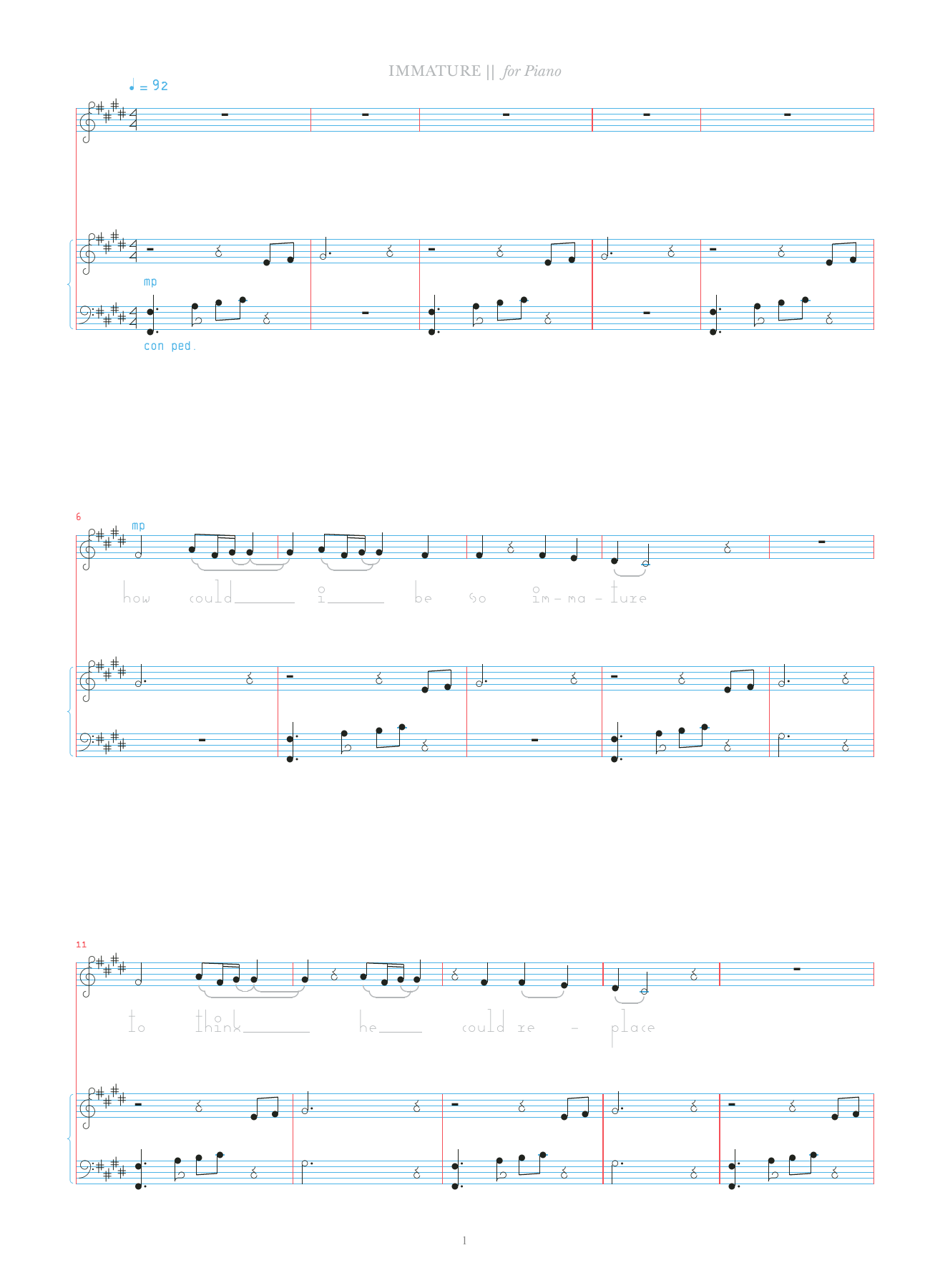 Bjork Immature Sheet Music