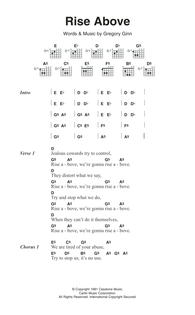 Black Flag Rise Above Sheet Music
