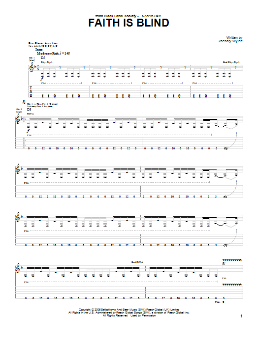 Black Label Society Faith Is Blind Sheet Music