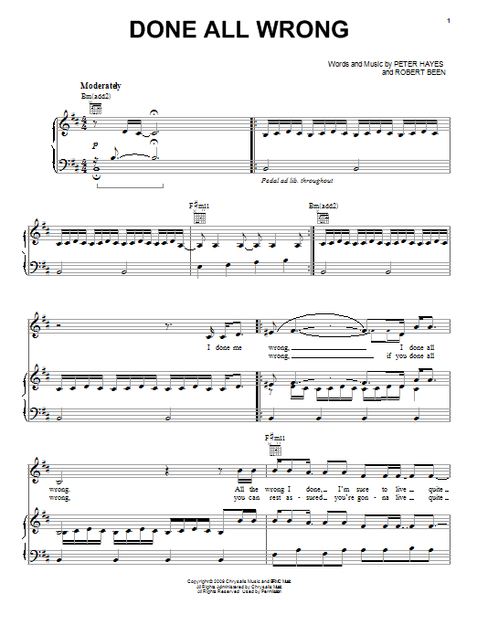 Black Rebel Motorcycle Club Done All Wrong Sheet Music