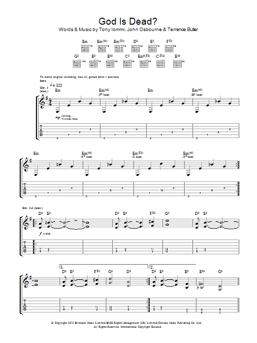 Black Sabbath God Is Dead? Sheet Music
