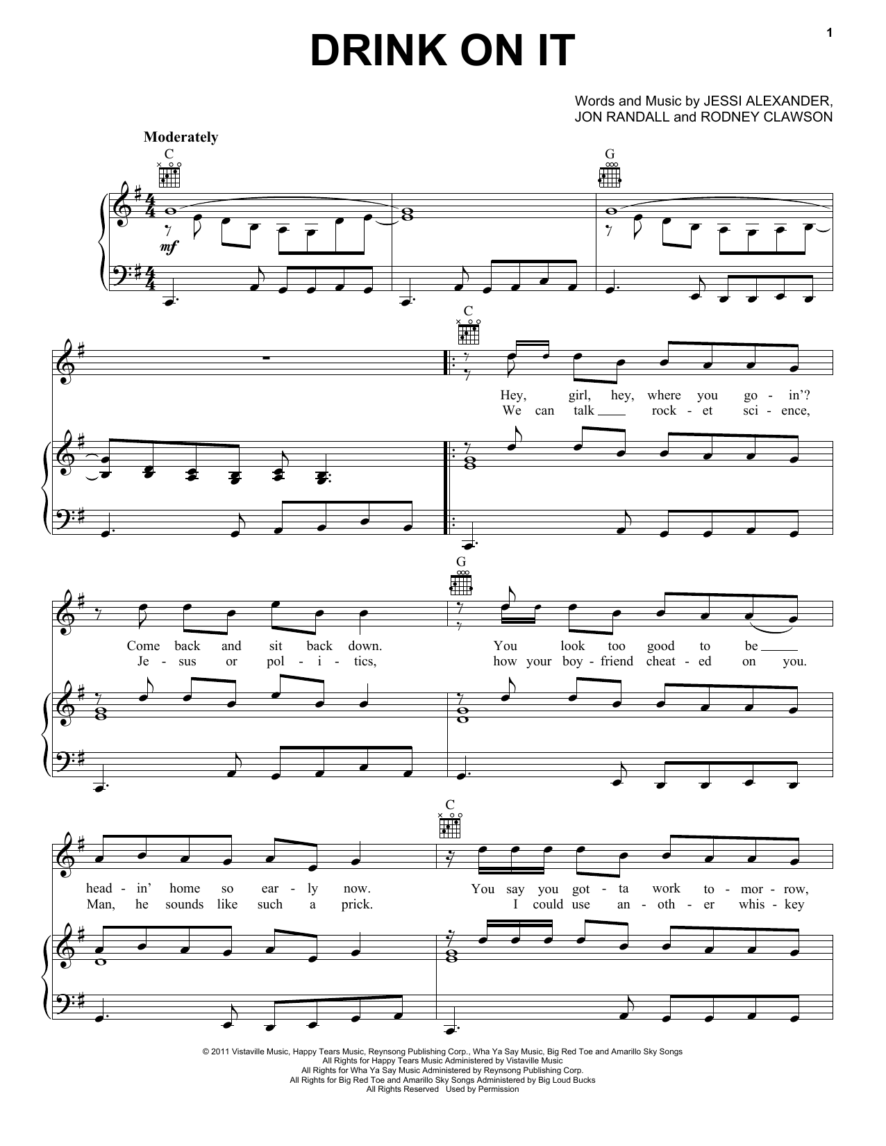 Blake Shelton Drink On It Sheet Music