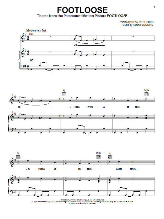 Blake Shelton Footloose Sheet Music