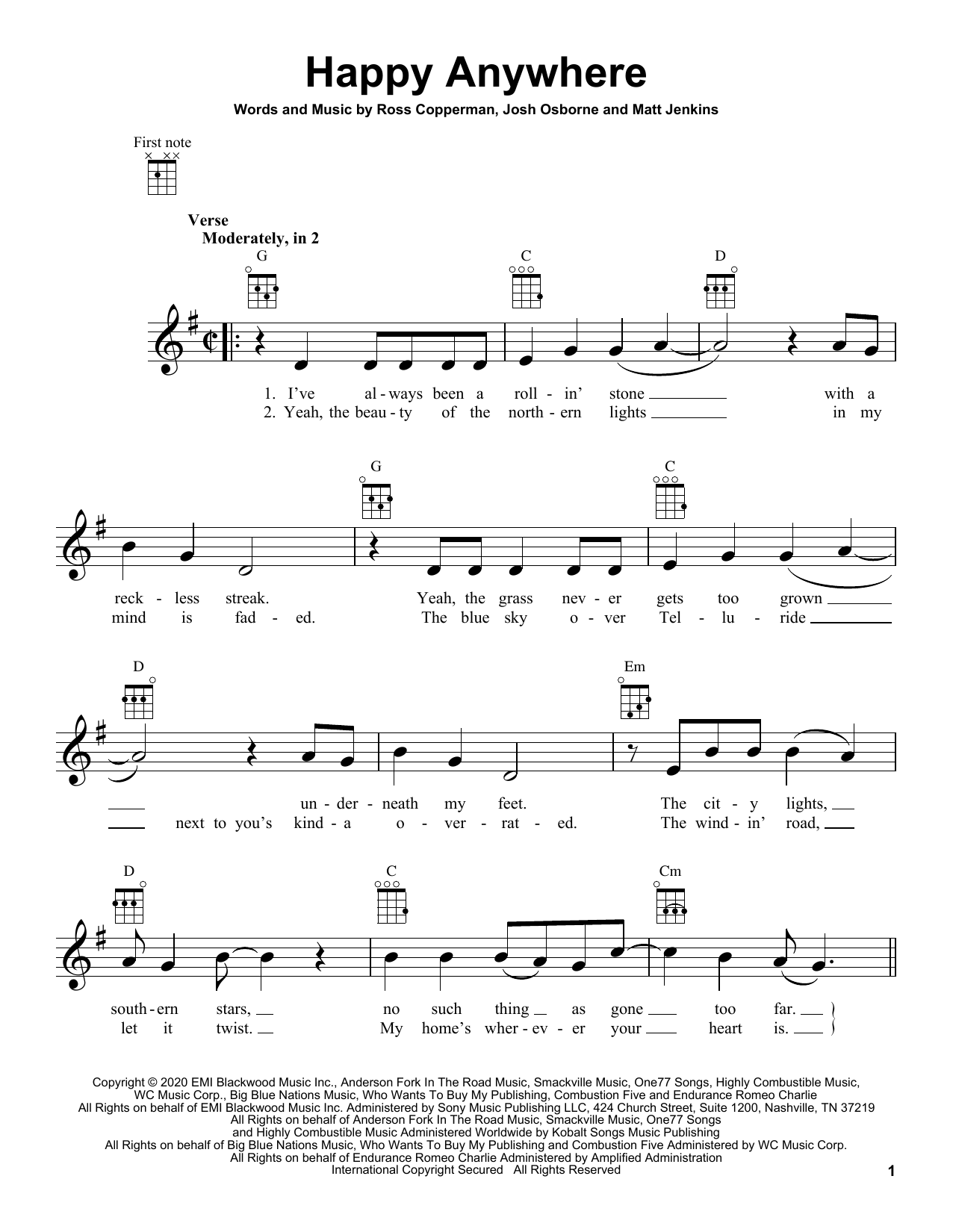 Blake Shelton Happy Anywhere (feat. Gwen Stefani) Sheet Music