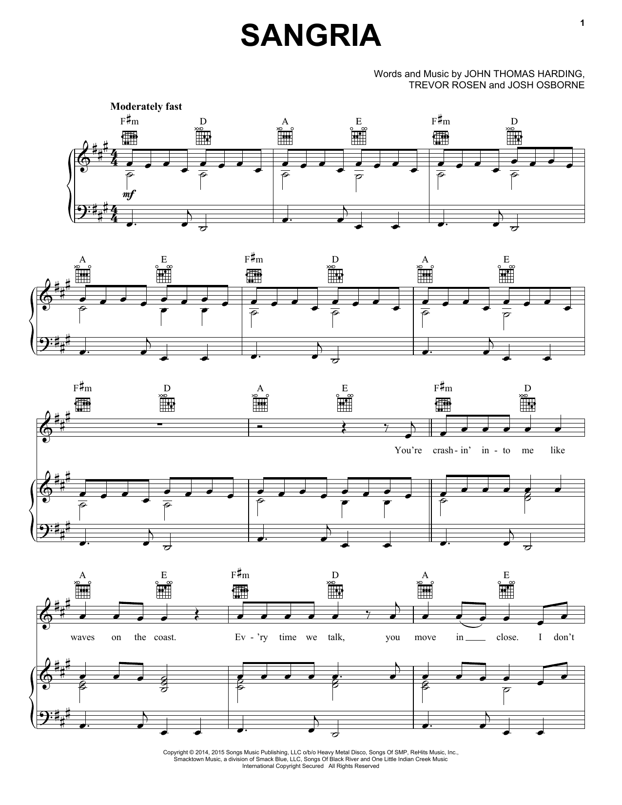 Blake Shelton Sangria Sheet Music