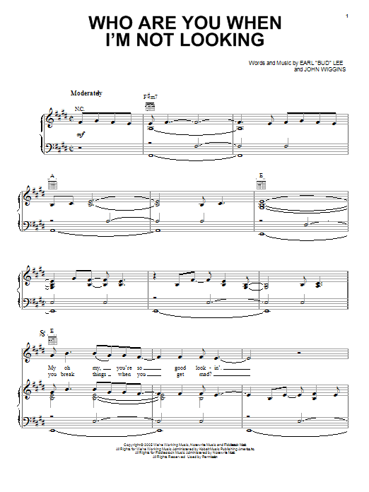 Blake Shelton Who Are You When I'm Not Looking Sheet Music