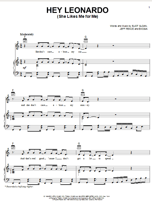 Blessid Union Of Souls Hey Leonardo (She Likes Me For Me) Sheet Music