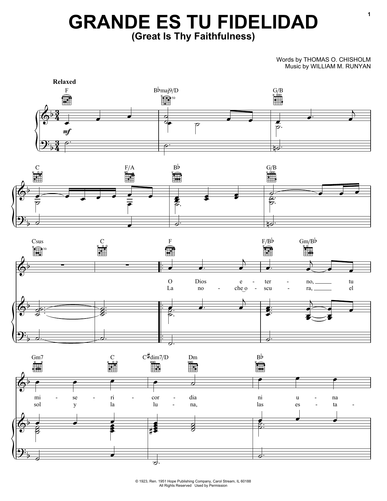 Blest Grande Es Tu Fidelidad (Great Is Thy Faithfulness) Sheet Music