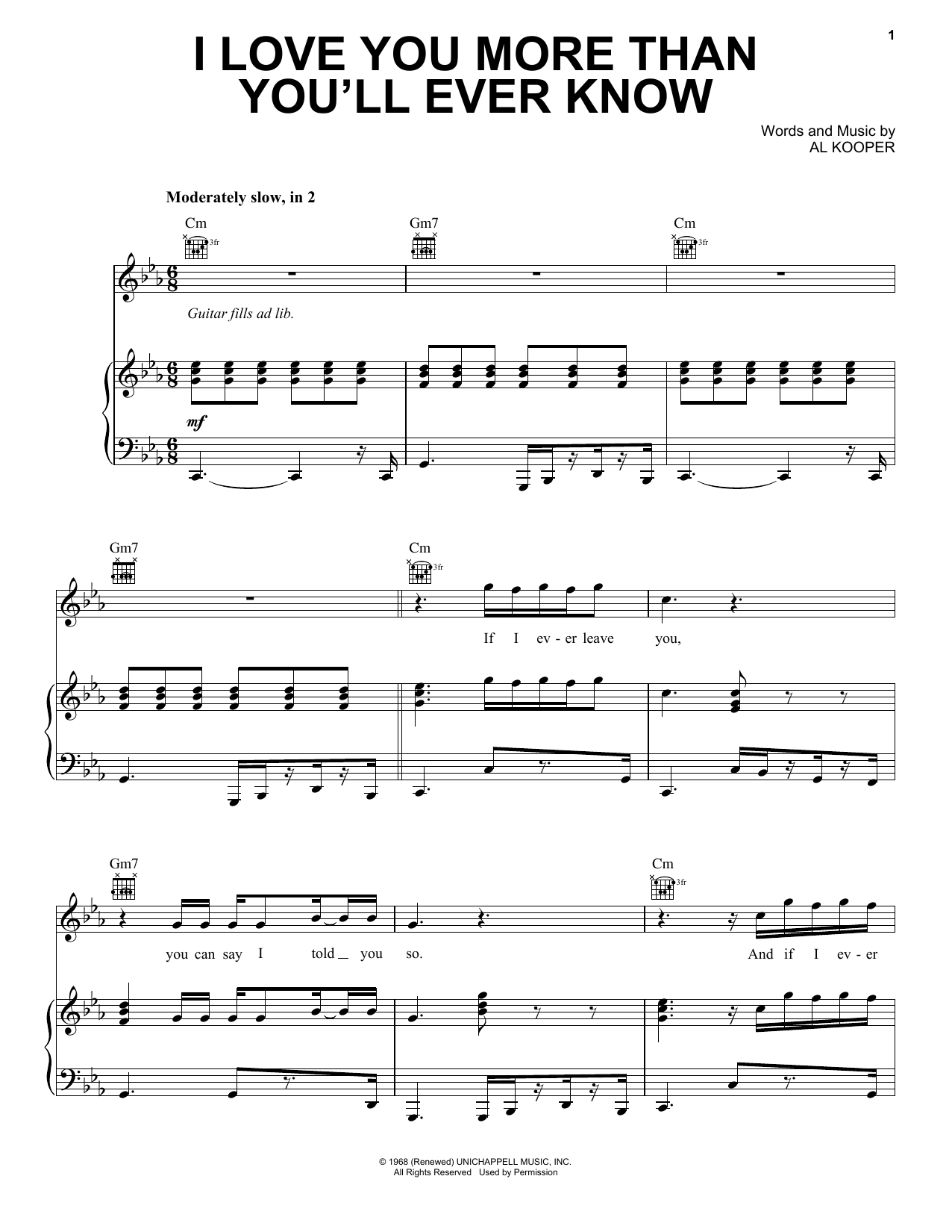Blood, Sweat & Tears I Love You More Than You'll Ever Know Sheet Music