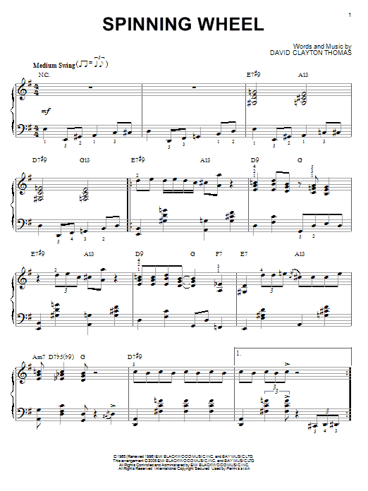 Blood, Sweat & Tears Spinning Wheel [Jazz version] (arr. Brent Edstrom) Sheet Music