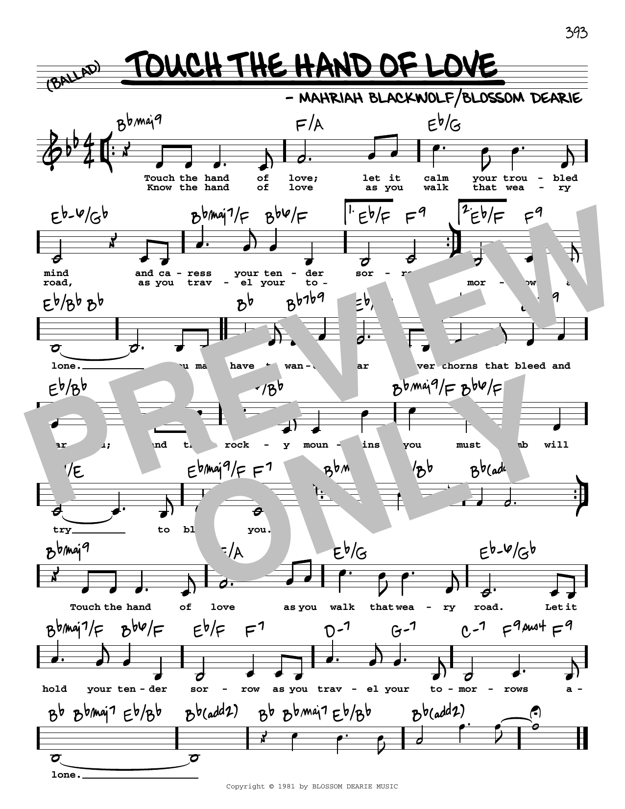 Blossom Dearie Touch The Hand Of Love (Low Voice) Sheet Music