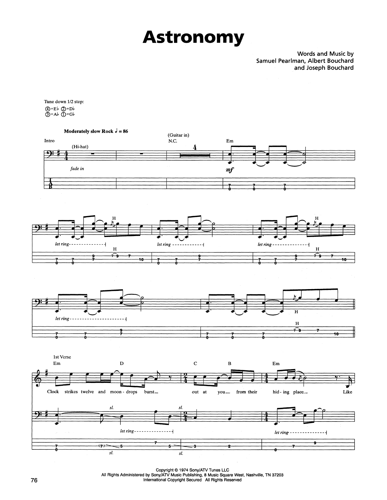 Blue Oyster Cult Astronomy Sheet Music