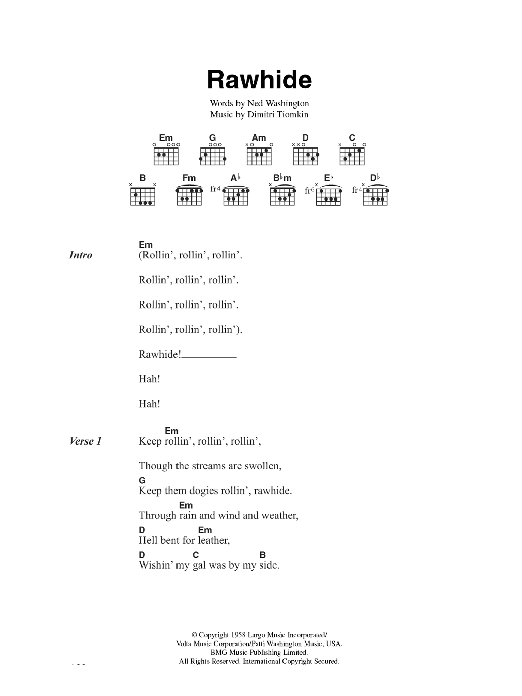 The Blues Brothers Rawhide Sheet Music
