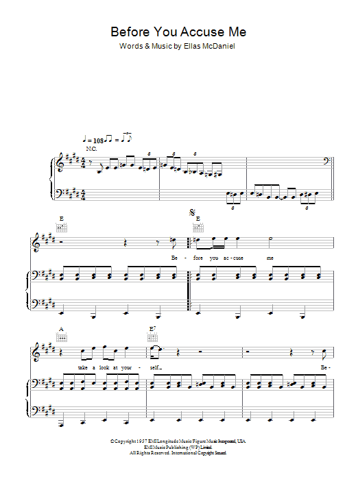 Bo Diddley Before You Accuse Me (Take A Look At Yourself) Sheet Music