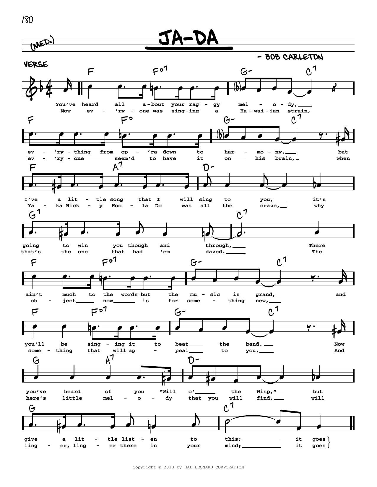 Bob Carleton Ja-Da (arr. Robert Rawlins) Sheet Music