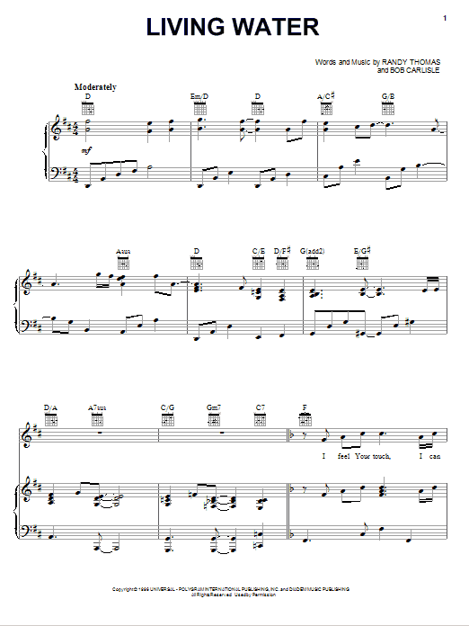 Bob Carlisle Living Water Sheet Music