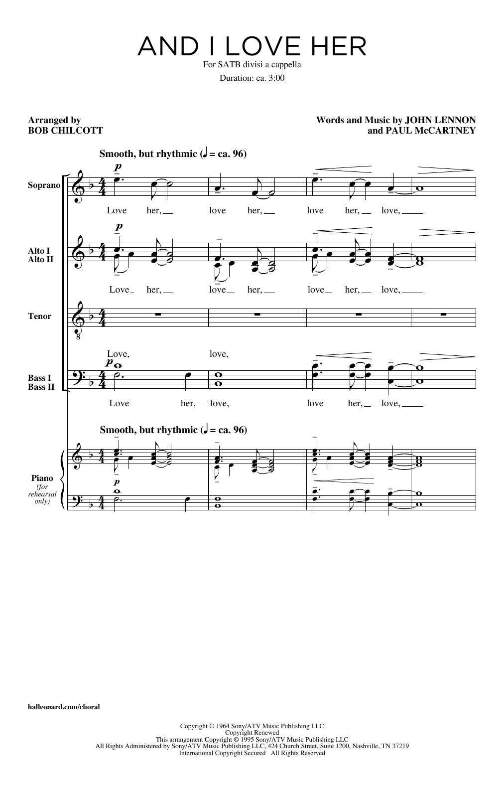 Bob Chilcott And I Love Her Sheet Music