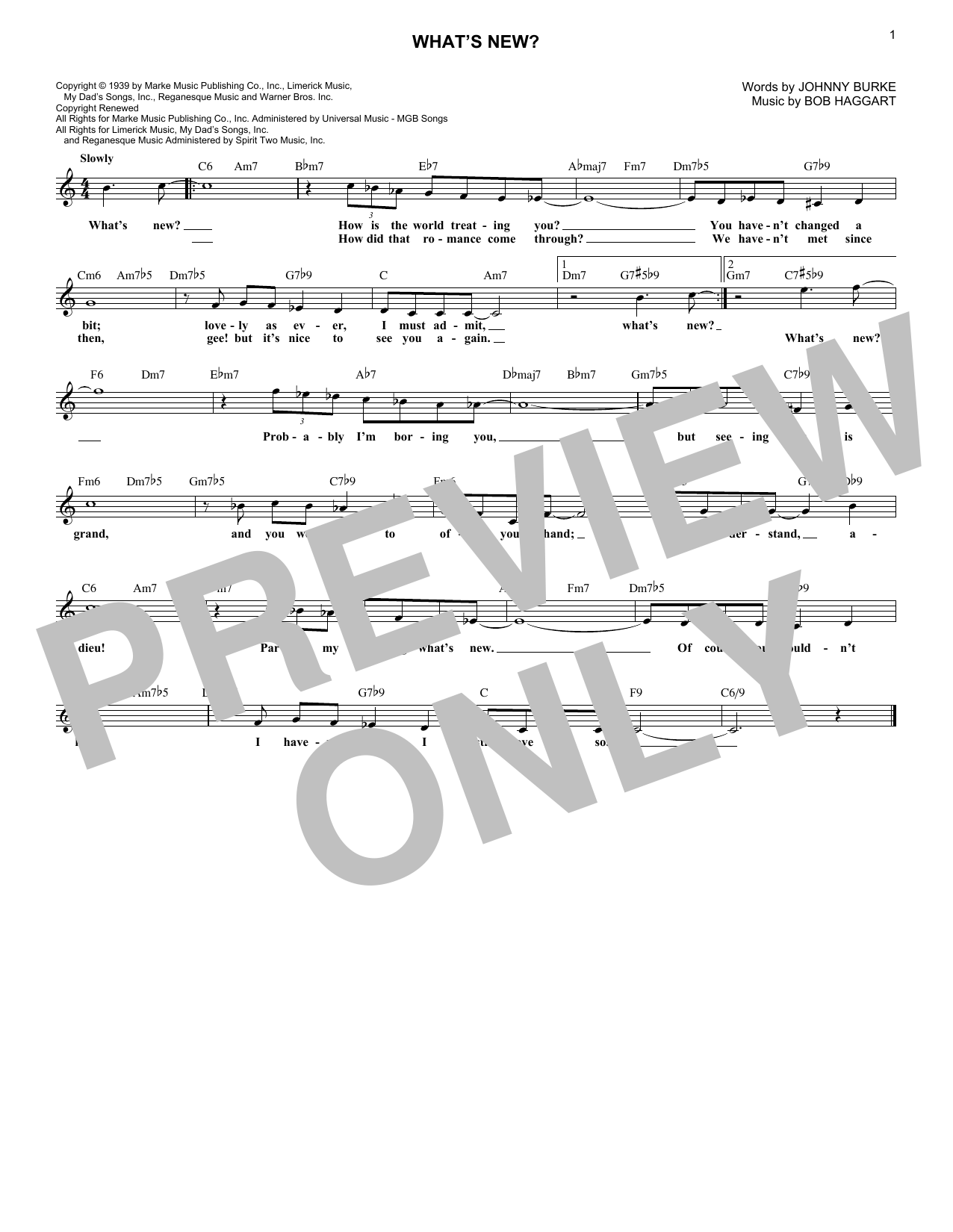 Bob Crosby & His Orchestra What's New? Sheet Music