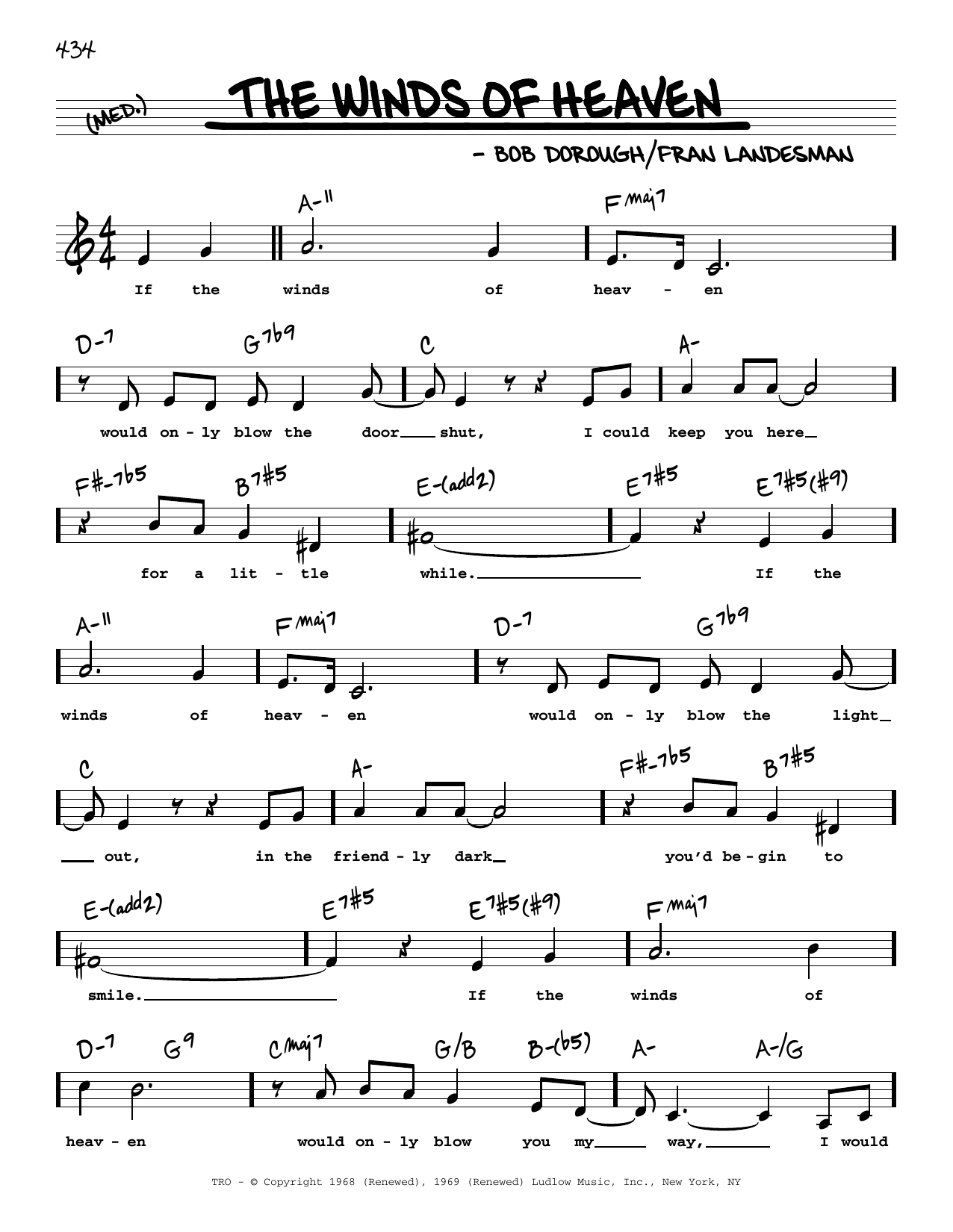 Bob Dorough The Winds Of Heaven (Low Voice) Sheet Music