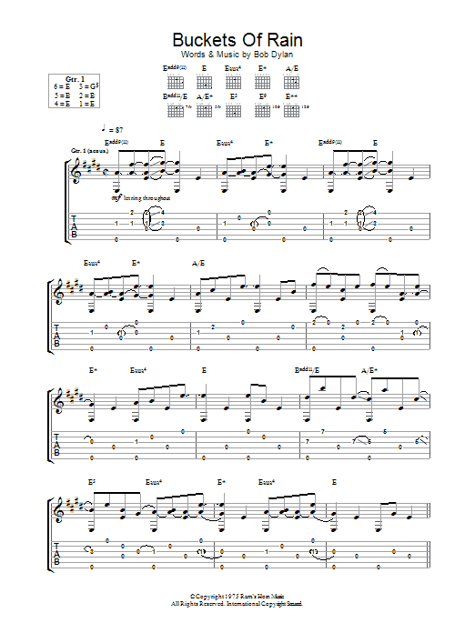 Bob Dylan Buckets Of Rain Sheet Music