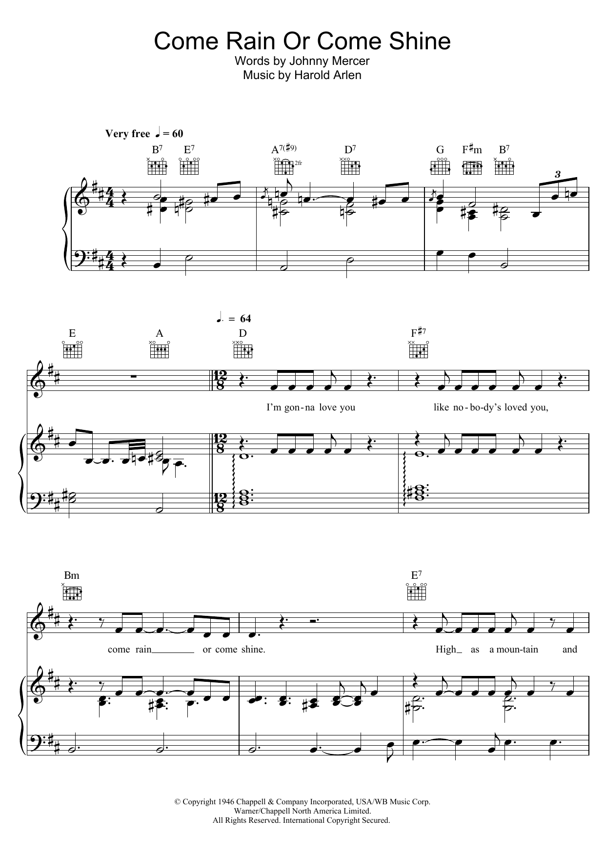 Bob Dylan Come Rain Or Come Shine Sheet Music
