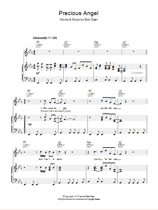 Bob Dylan Precious Angel Sheet Music