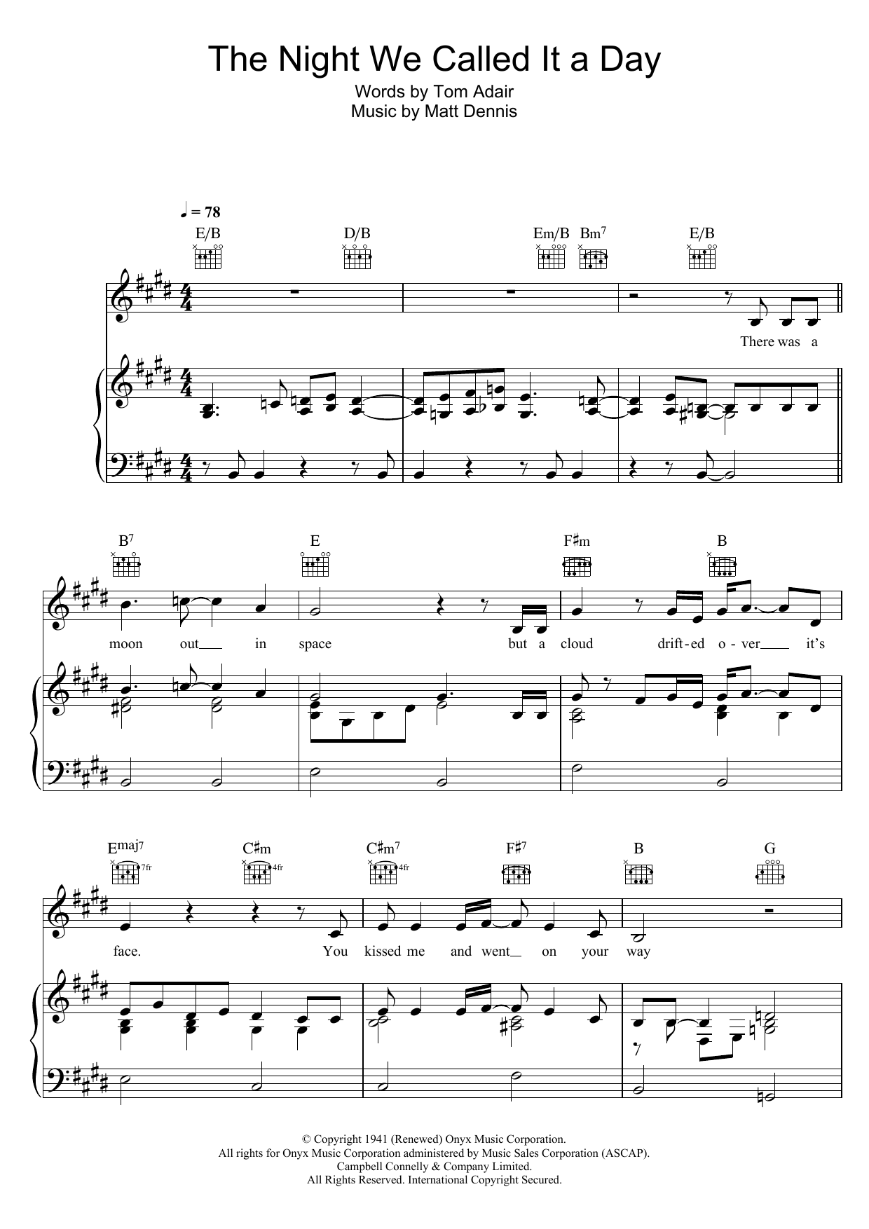 Bob Dylan The Night We Called It A Day Sheet Music