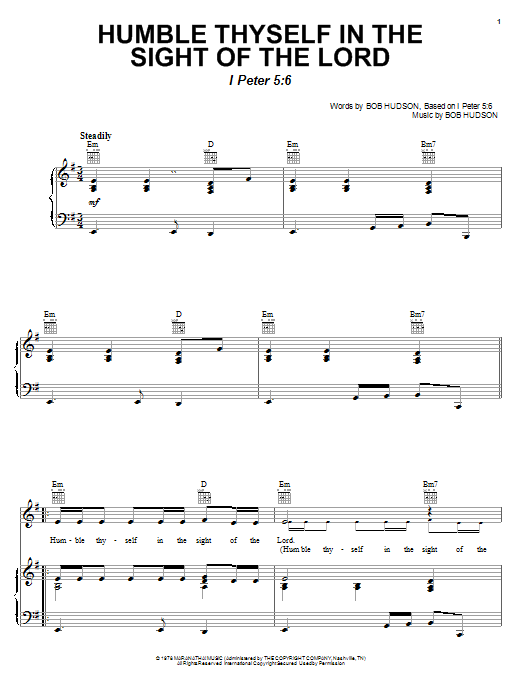 Bob Hudson Humble Thyself In The Sight Of The Lord Sheet Music