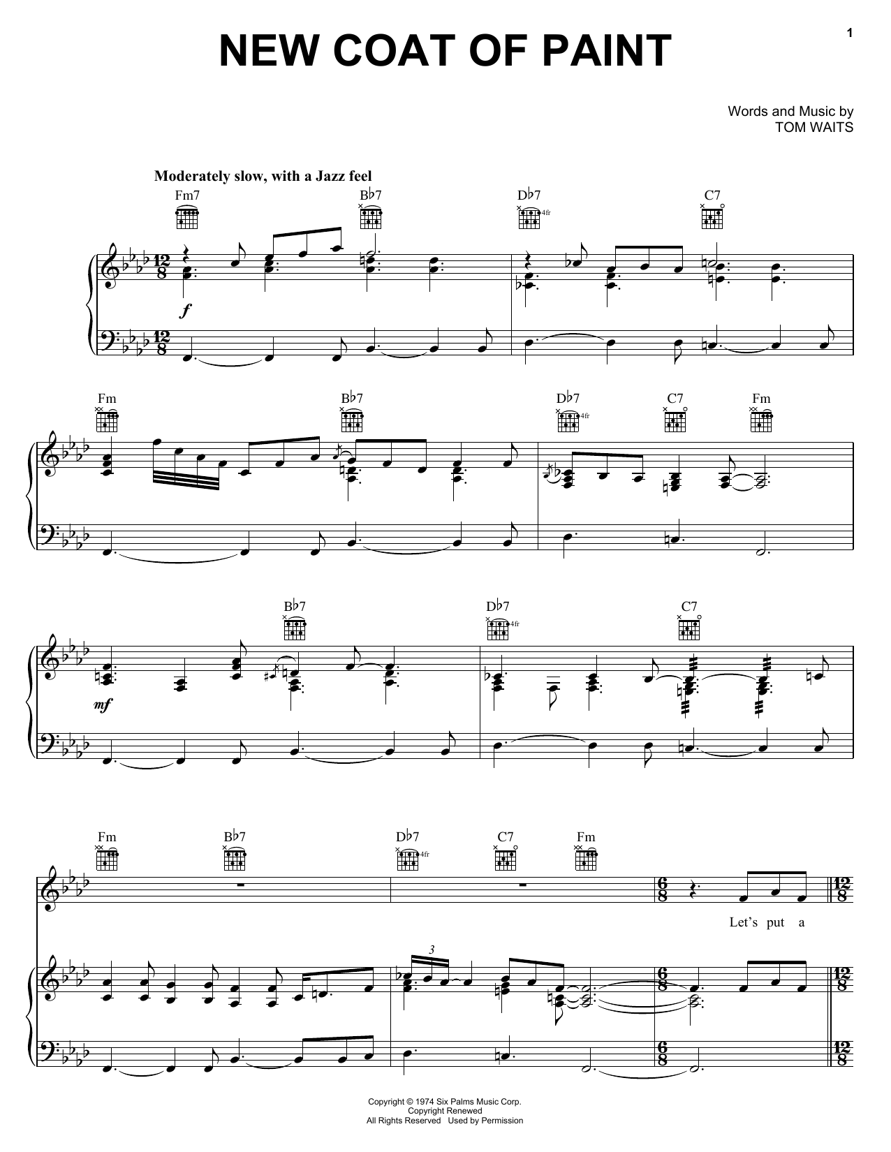 Bob Seger New Coat Of Paint Sheet Music