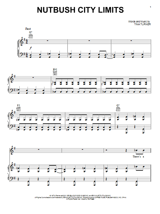Bob Seger Nutbush City Limits Sheet Music