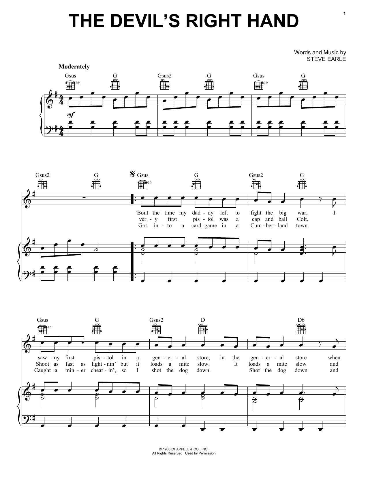 Bob Seger The Devil's Right Hand Sheet Music